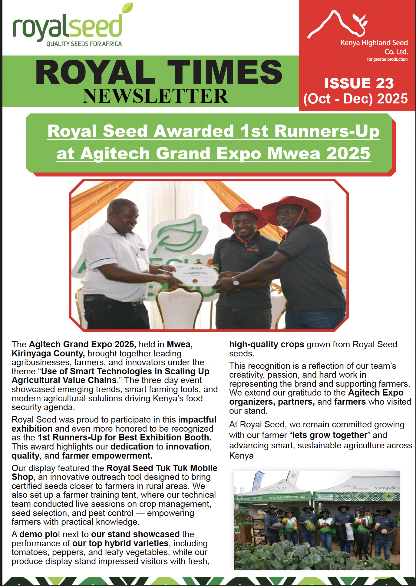 Royal Seeds Newsletter the Royal Times Issue twenty