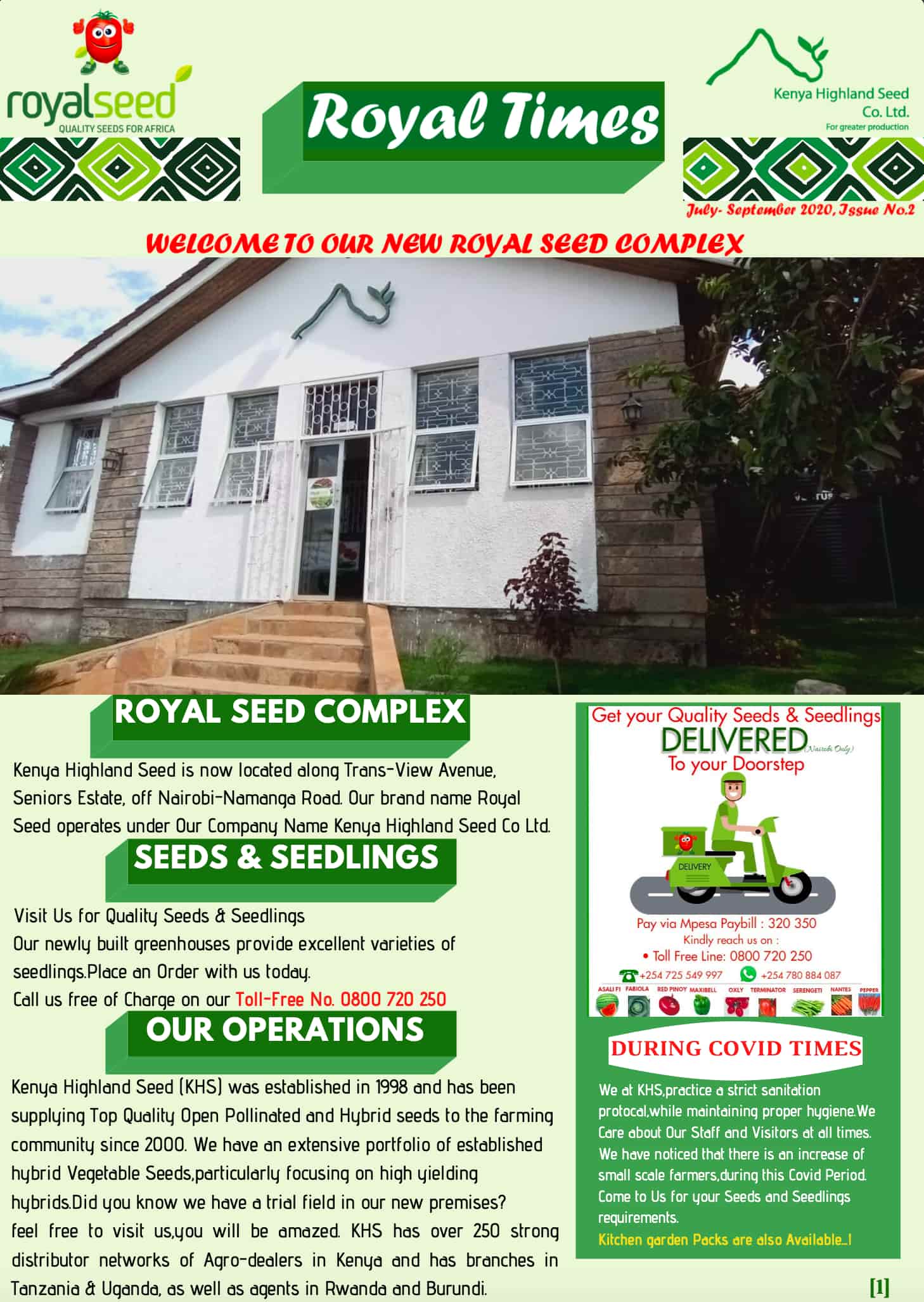 Royal Seeds Newsletter the Royal Times Issue two