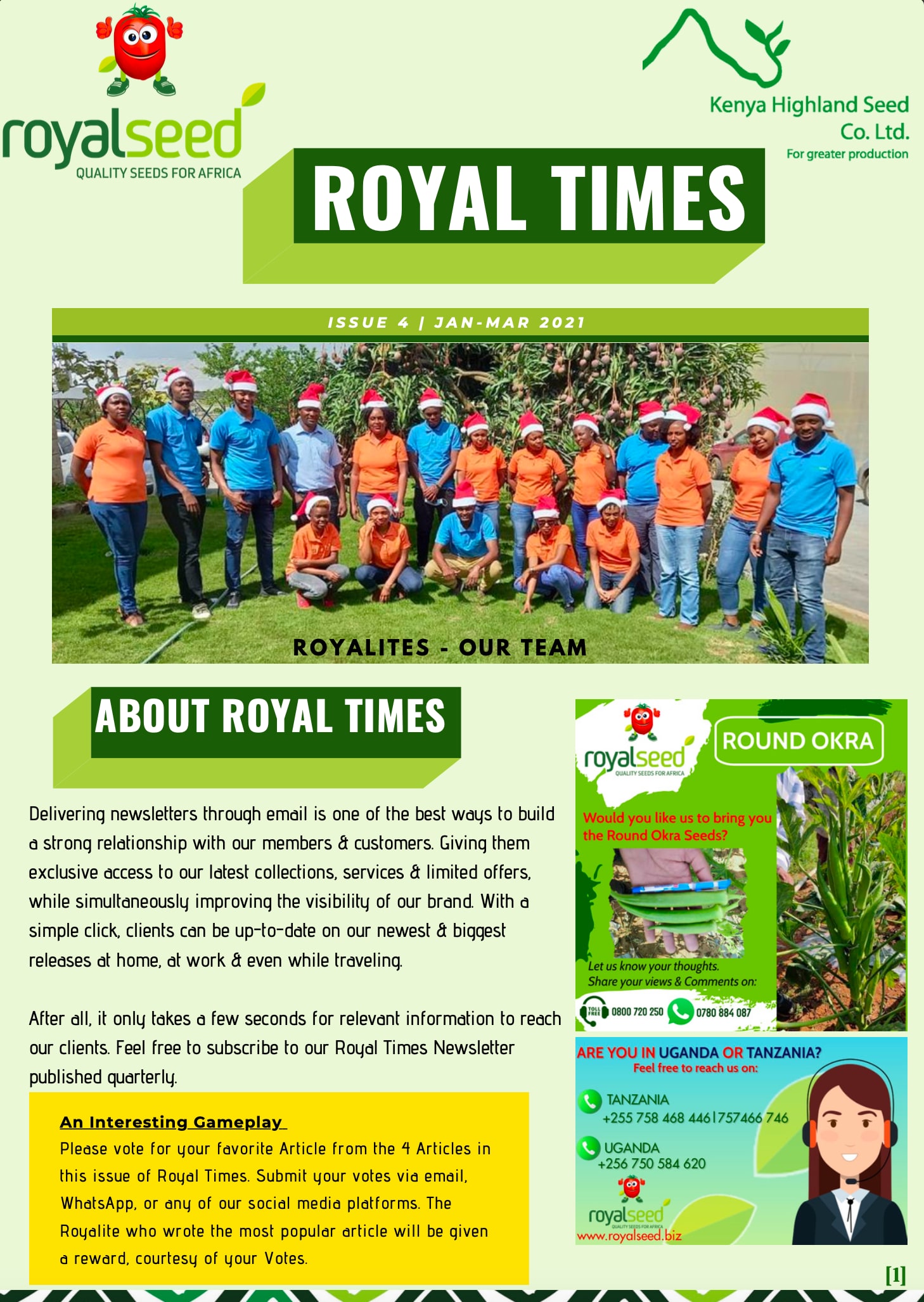 Royal Seeds Newsletter the Royal Times Issue four