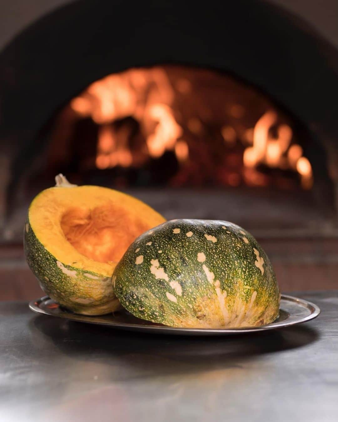 Arjuna pumpkin cut in half