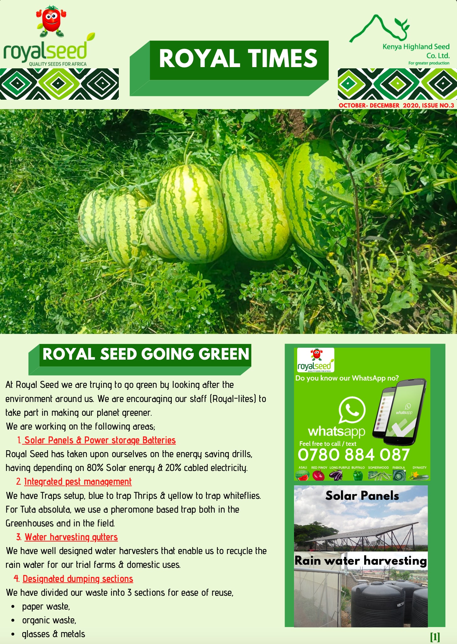 Royal Seeds Newsletter the Royal Times Issue three