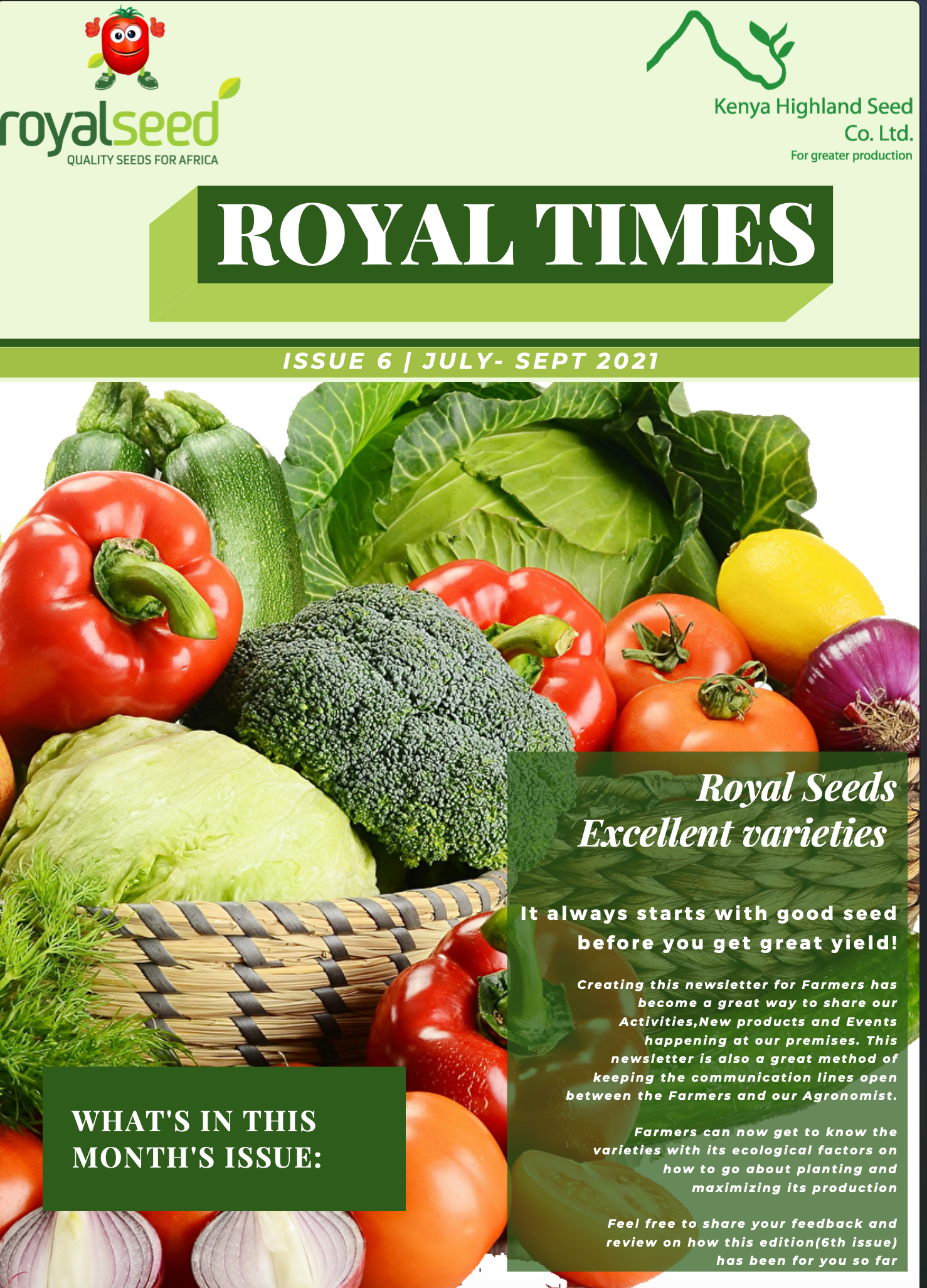 Royal Seeds Newsletter the Royal Times Issue six